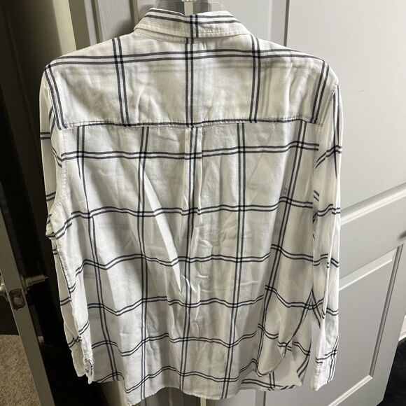 H&M White & Black Plaid Button Up Shirt Womens Size 14 - Picture 4 of 4